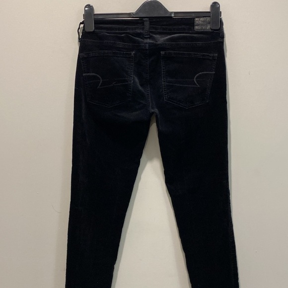 American Eagle Velour Super Stretch Jeans Black skinny Jeggings Size 2 - Picture 10 of 14